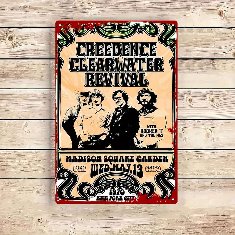 1pc Vintage Credence Clearwater Revival Metal Wall Art 20.32x30.48 cm Retro Iron Painting for Hom