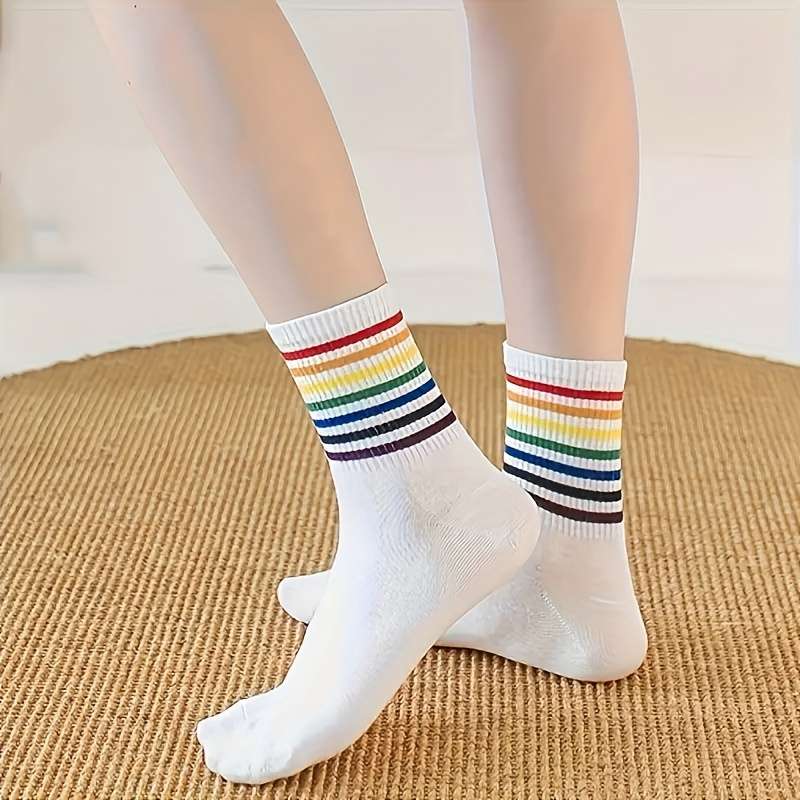 6 Pairs Mixed Color Pack One Size High Elastic Socks