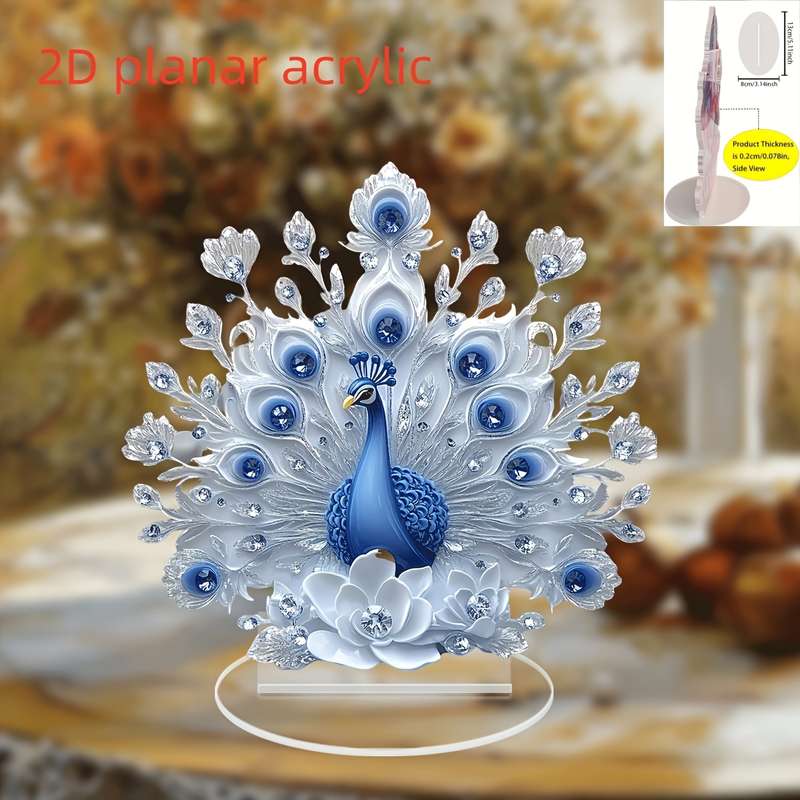 1pc 2D Flat    Acrylic Crystal PeaRooster Acrylic Desktop Decoration  PrintSmall O