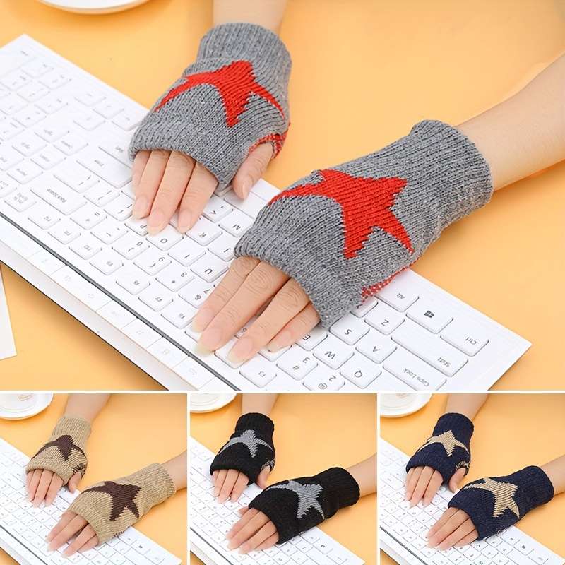 1 Pair Grey Warm Gloves