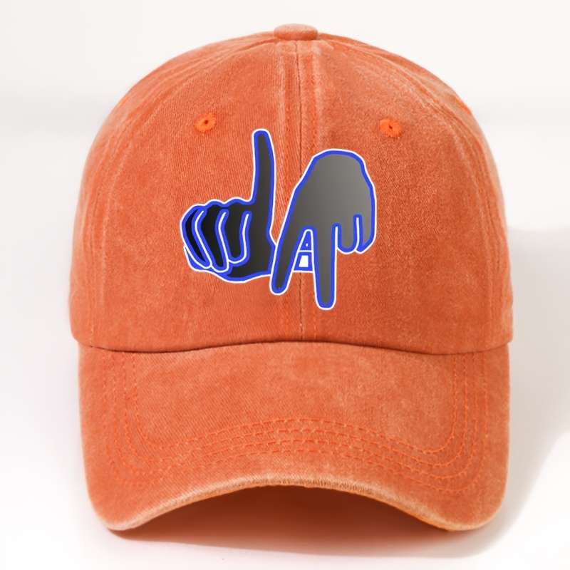 1pc EOXF Men'S Washed Cotton Baseball Cap Adjustable Breathable Casual Hat with LA Print Lightwei