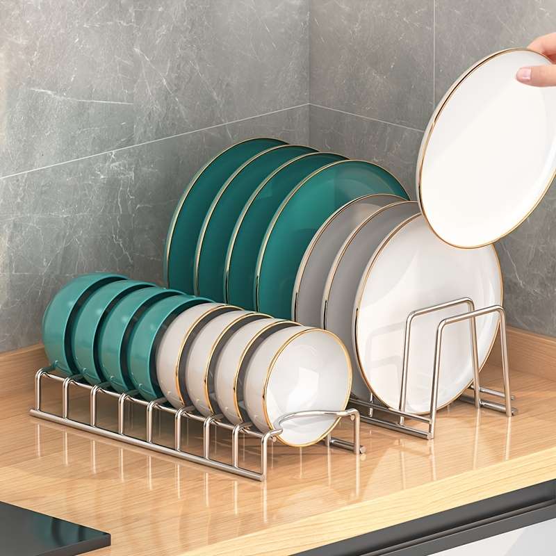 1pc Stainless Steel Dish Rack with Drain Drawer Space-Saving Kitchen Organizer for Plates and