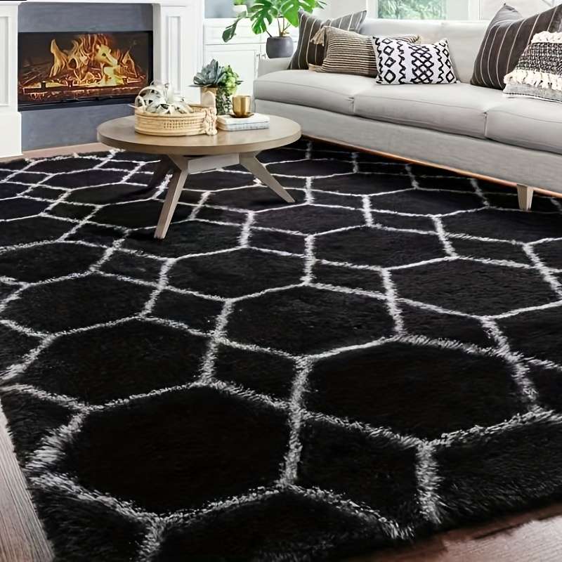 1Pc 100x160cm Black Background White Line Floor Mat