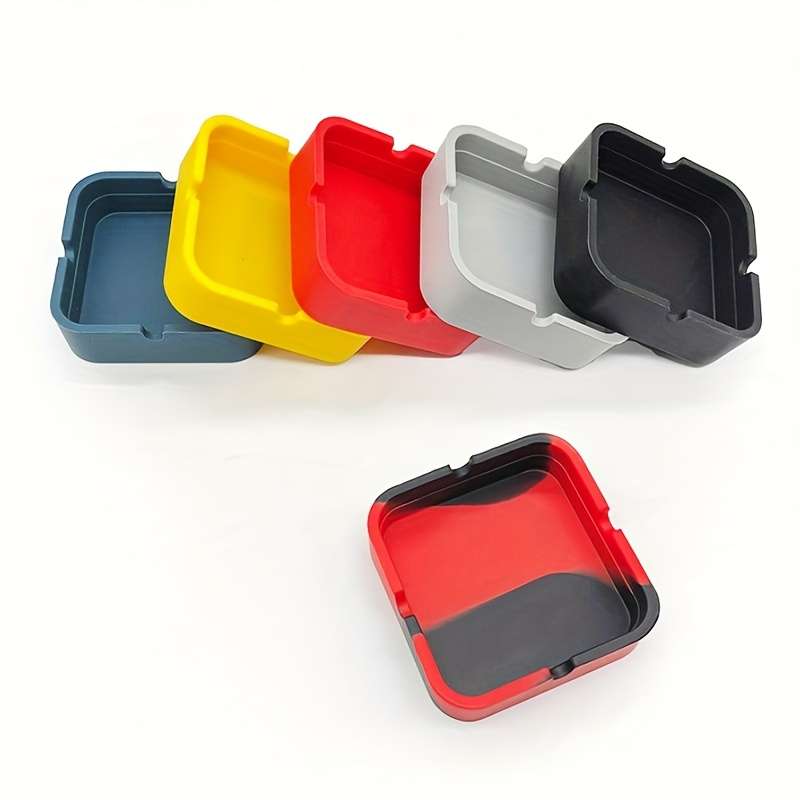 1pc Silicone Ashtray High Temperature Resistant Portable Square Design for Office Home Hotel