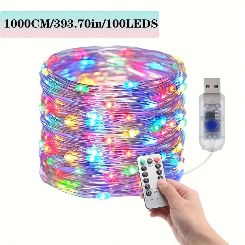 1pc USB Silvery Wire Light String 10m Multicolor