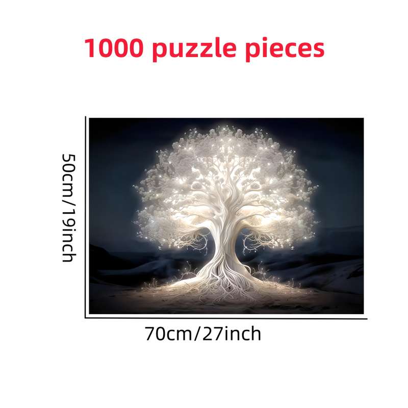 1000pcs White Wisdom Tree Puzzle Challenging DIY Brain Teaser Glowing Tree of Know