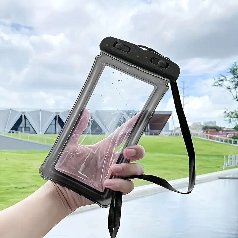 1pc Waterproof Phone Storage Bag with Neck Strap Clear PVC Dry and Wet Separation Pouch for Outdoor