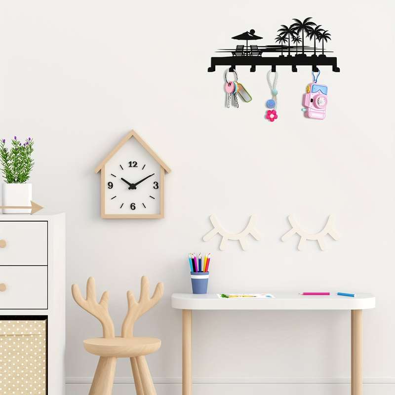 Key Hook Wall-Mounted Key Rack Metal Key Holder Wall-Mounted Key Storage Rack Vacation-Themed Ke