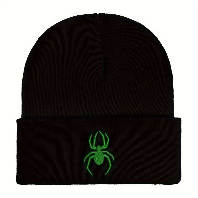 1pc Spider Embroidery Graphic Beanie Solid Color Casual Knit Hats Unisex Cuffed Beanie Hip Hop Skul