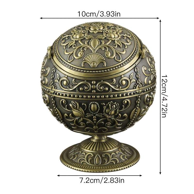 1pc Burronwood Elegant Rose-Shaped Zinc Alloy Ashtray with Lid Smoke-Free Windproof Easy to Cl