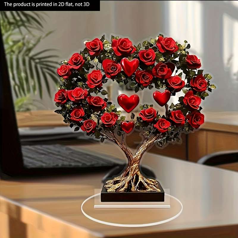 1pc 2D Flat  A Bouquet of Roses Filled with Love Along with a  Acrylic Ornament Makes a Great Ch