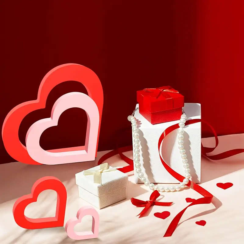 3pcs Heart Centerpiece Heart Shape Sign for Romantic Valentines Day Table Fireplace Home Decor Weddi
