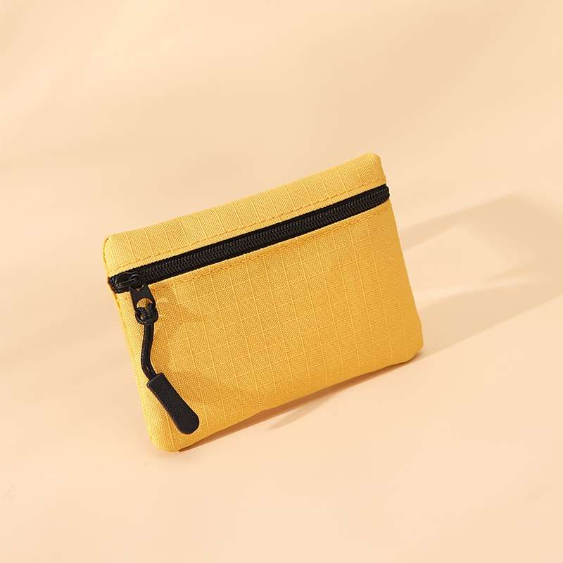 1pc New Mini Multi-Color Oxford Cloth Coin Purse with Solid Color Mesh Zipper Portable for Student