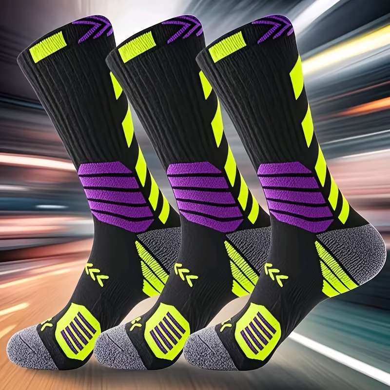 3 Pairs White High Elastic Socks