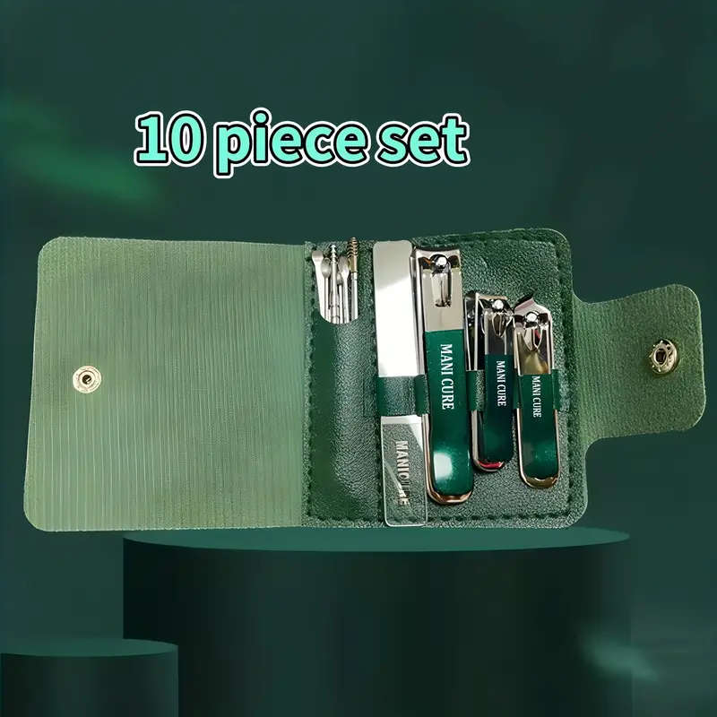 10pcs Professional Nail Clipper Set for Men Featuring a Luxurious Stainless Steel Manicure Tool Kit