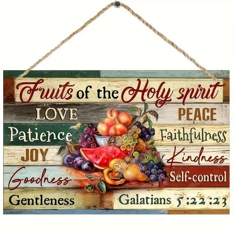 1pc Classic Wooden Inspirational Fruit Theme Wall Art 19.81cmx12.7cm Framed Oil Painting with Uplift