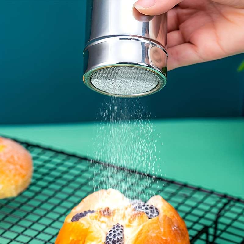 1pc Stainless Steel Powder Sugar Shaker Duster Fine Mesh for Precise Cocoa Cinnamon Coffee