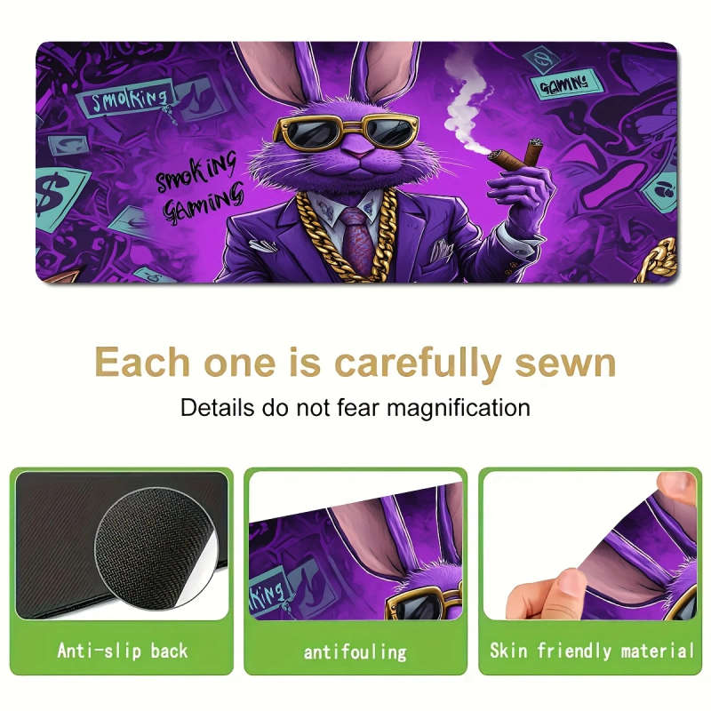 1pc 30x60cm Purple Rabbit Mouse Pad Soft Touch Office Desk Accessory