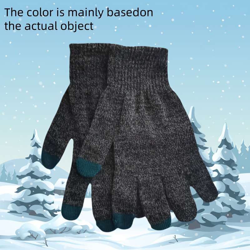 1 Pair Grey Warm Gloves