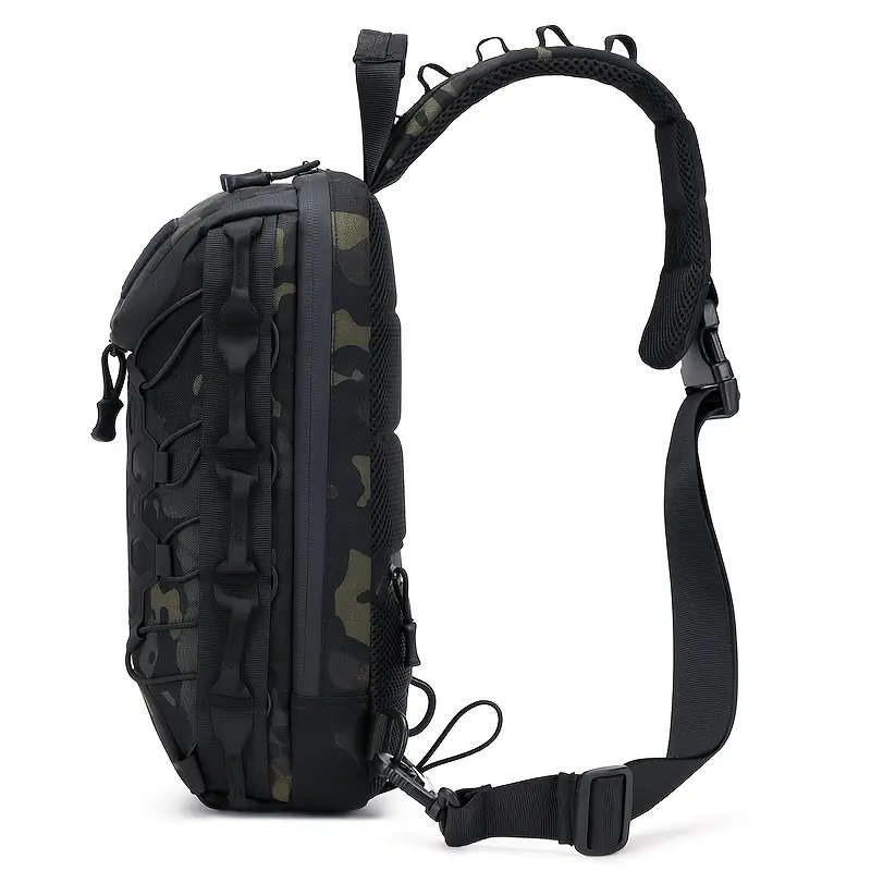 1pc Large Capacity Camo Tactical Chest Bag Durable Water-Resistant Oxford Fabric