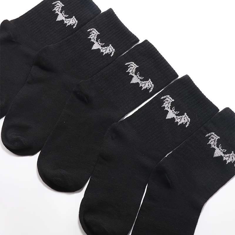 5 Pairs Black One Size High Elastic Socks