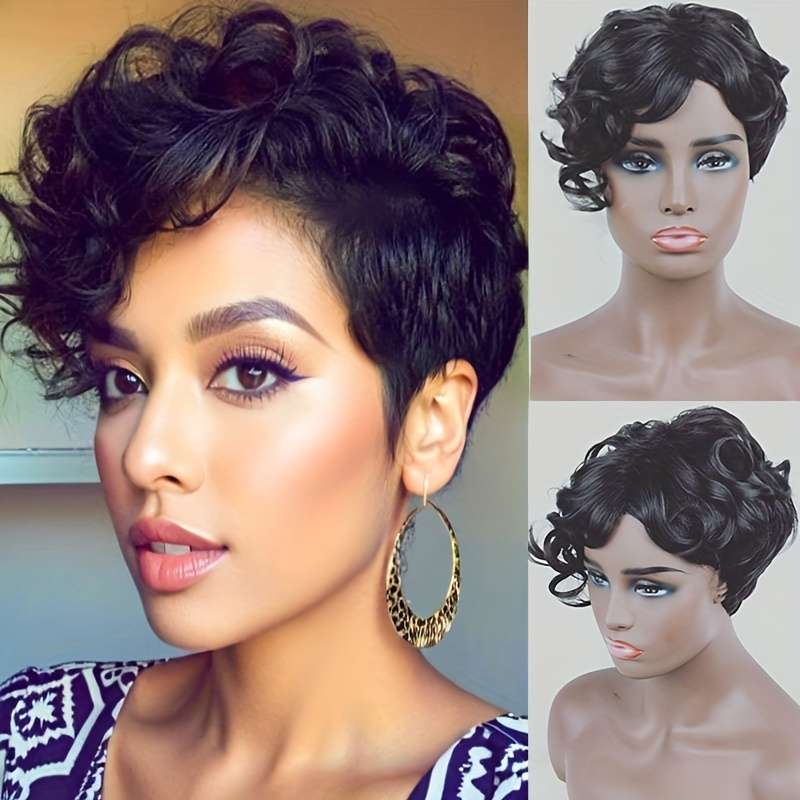 1Pc Black 20.32cm Fashion Design Wig