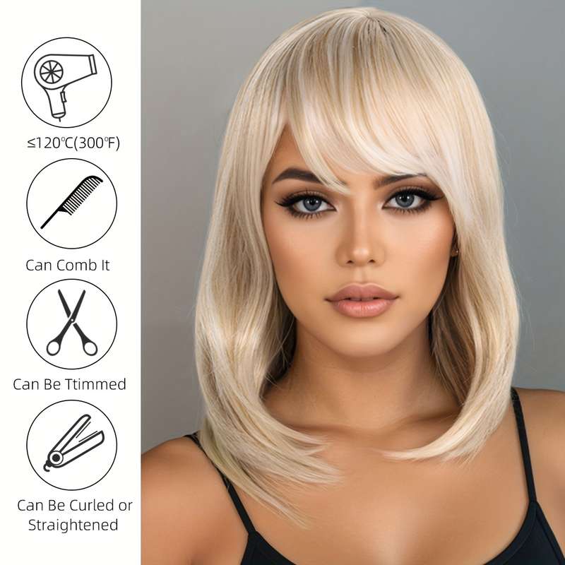 1Pc Light Goldena 40.64cm Fashion Design Wig