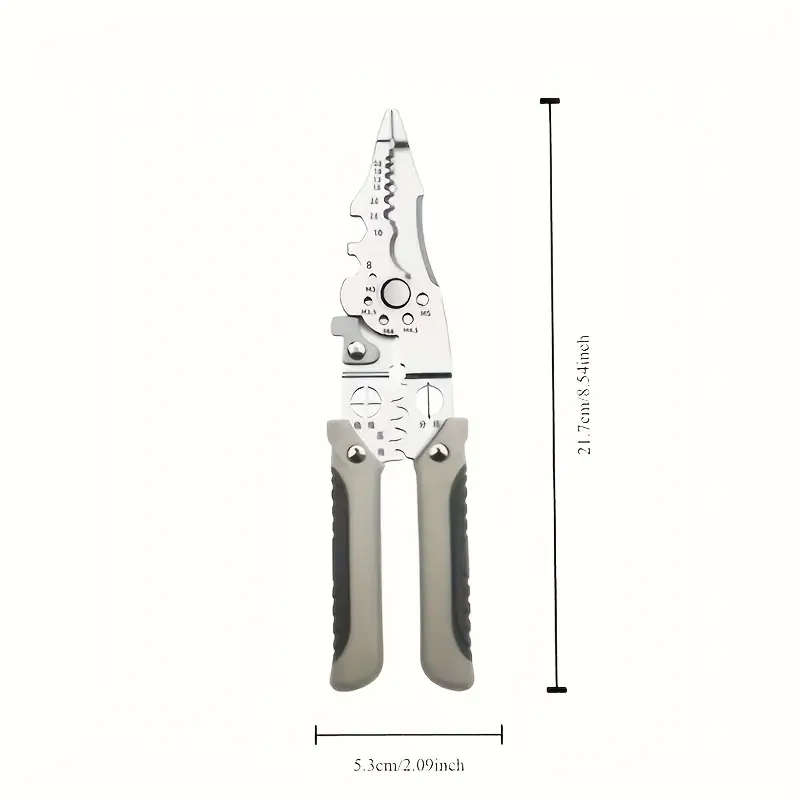 1pc Premium Multi-Function Wire Stripper Crimping Tool Chrome Vanadium Steel Durable Cutter with Non