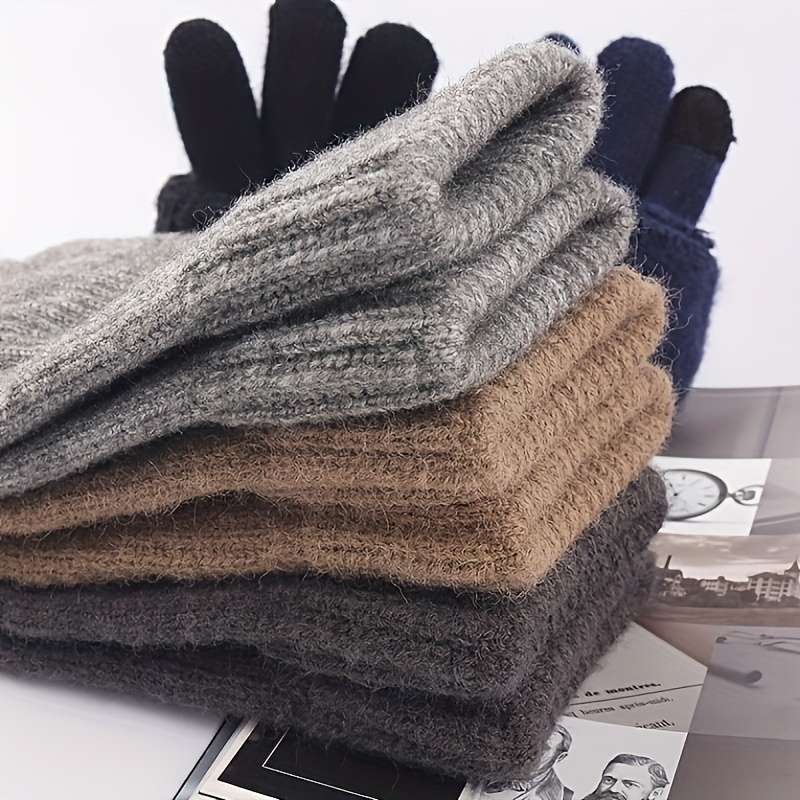 1 Pair Light Gray Warm Gloves