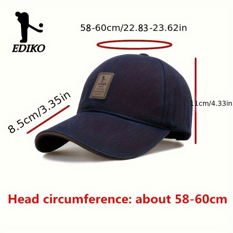 1pc EDIKO Adjustable Trucker Cap Black Cotton One Size Fits Most Adjustable Snap Closure Idea