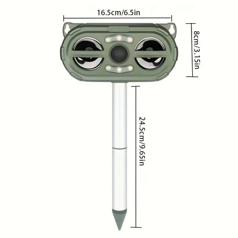 1pc Solar-Powered Ultrasonic Pest Repeller with LED Flashing Light Outdoor Bird Deterrent for Garden