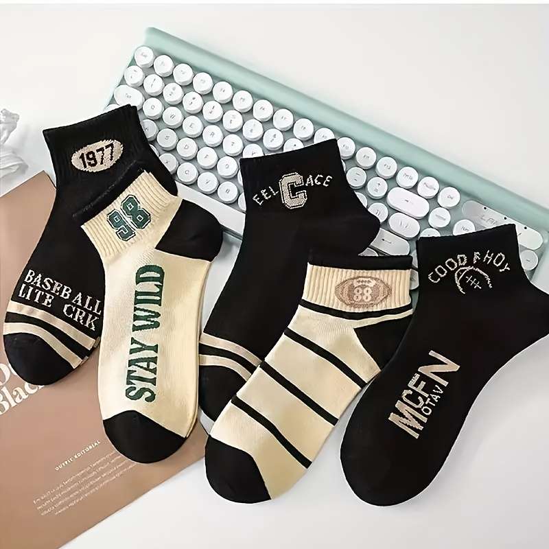 5 Pairs Of Mixed Colors One Size High Elastic Socks