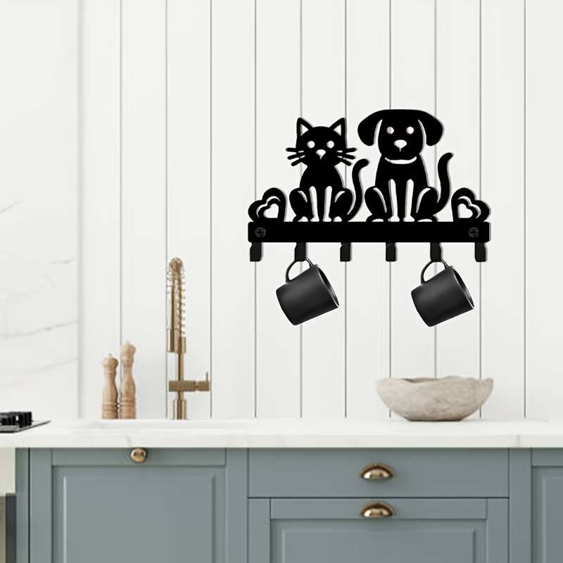 1 small cat and dog key hook wall mounted storage rack metal decorative hook decoration used for