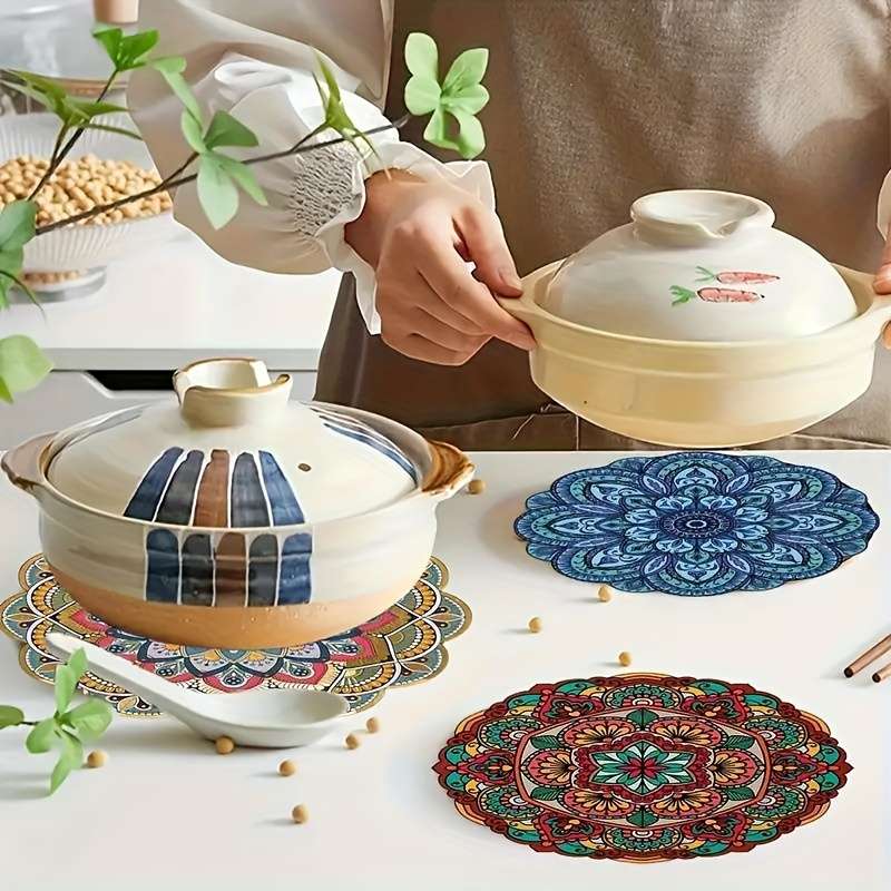 Mandala Art Coasters Set of 4 Intricate Wooden Cup Mats Decorative Table Protectors Uniqu