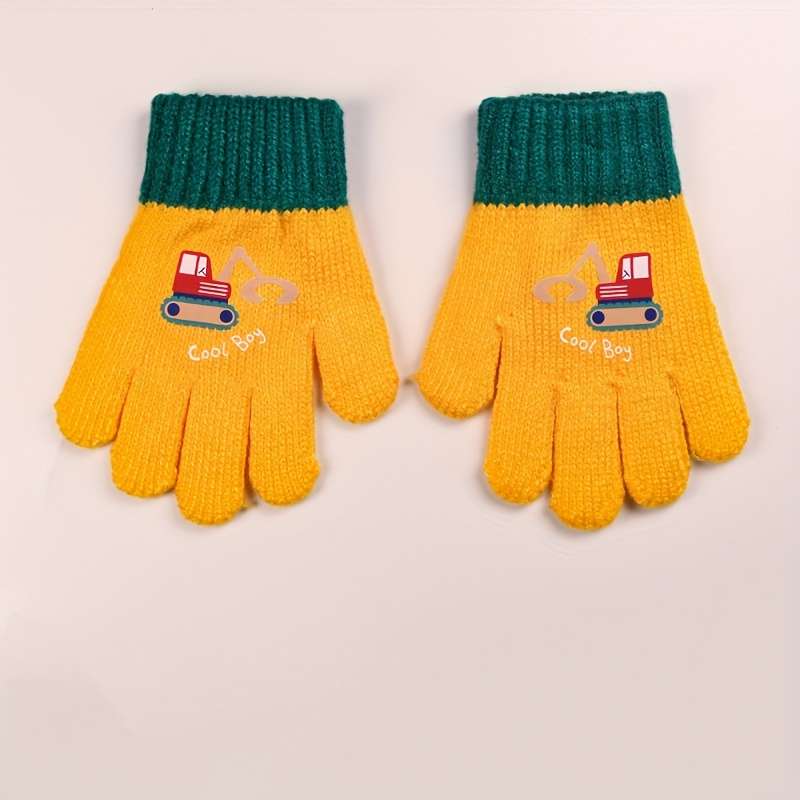 1 Pair Orange Thick Style Size 1 To 5 Years Old Warm Gloves