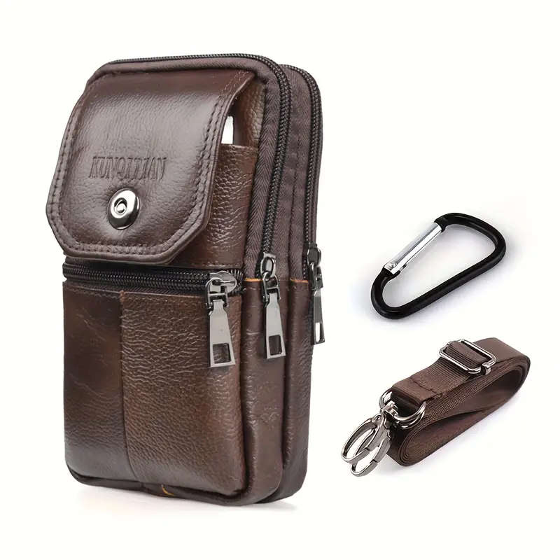 1pc Men's Simple Fashion Waist Bag Top Layer Cowhide Belt Hanging Fanny Pack Ideal For Walking