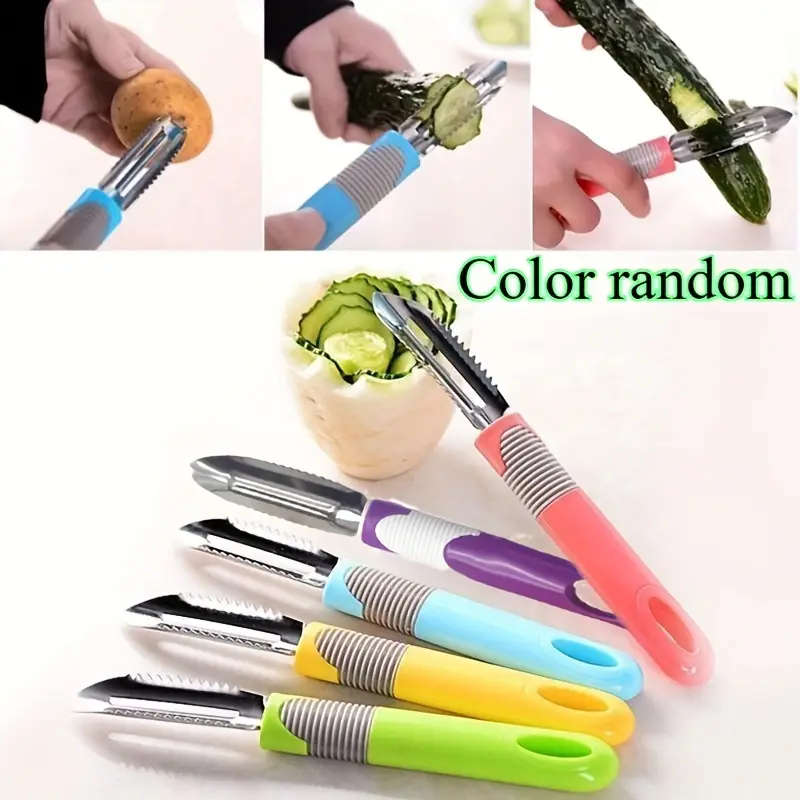 1pc 2-in-1 Stainless Steel Vegetable Peeler and Potato Slicer Multifunctional Rotating Dual Blades T
