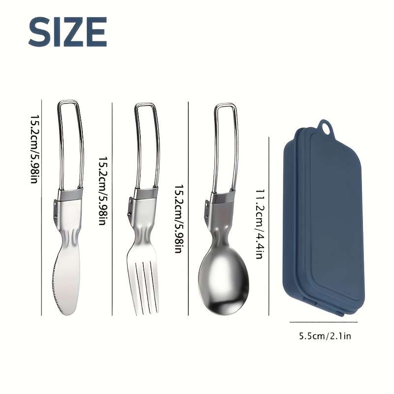 3pcs Stainless Steel Cutlery Set Portable Spoon Fork and Knife Polished Finish Compact and