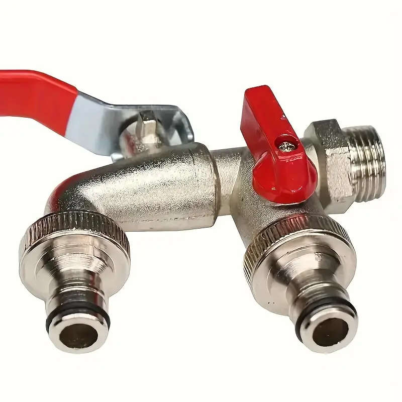 1pc Zinc Alloy Garden Faucet 1/2" Thread Classic Style Dual Outlet for Hose Attachment Watering and