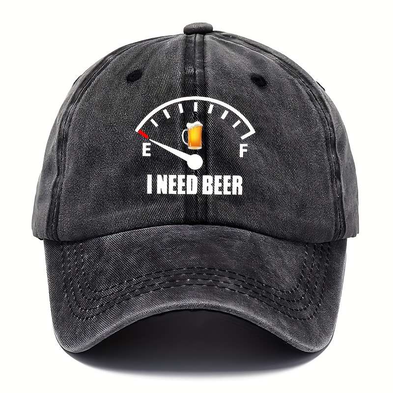 1pc Beer Theme Washed Cotton Baseball Cap Adjustable Hat For Men And Women