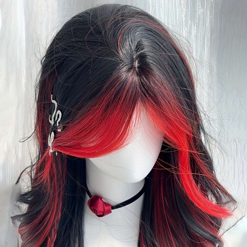 1Pc Black Red 60.96cm Fashion Design Wig