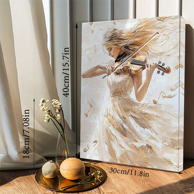 1pc Canvas Art Featuring a Beautiful Woman Playing The Violin Dressed Elegantly Framed for Wall D