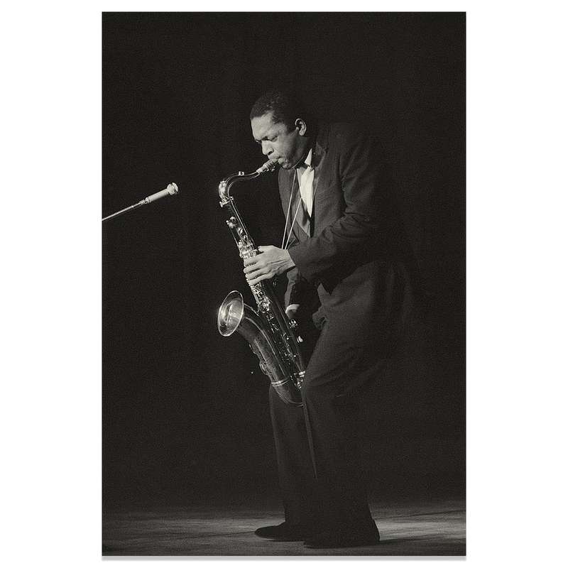 1pc  Frameless Star Art Deco Canvas Wall Art John Coltrane Jazz Poster Black White Saxophone