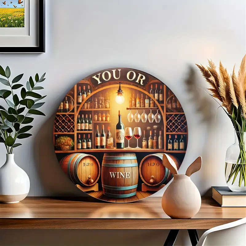 1pc Chic Vintage Bar Tavern Themed Round Metal Tin Sign Circular Fashion Art Decor Personalized Wall