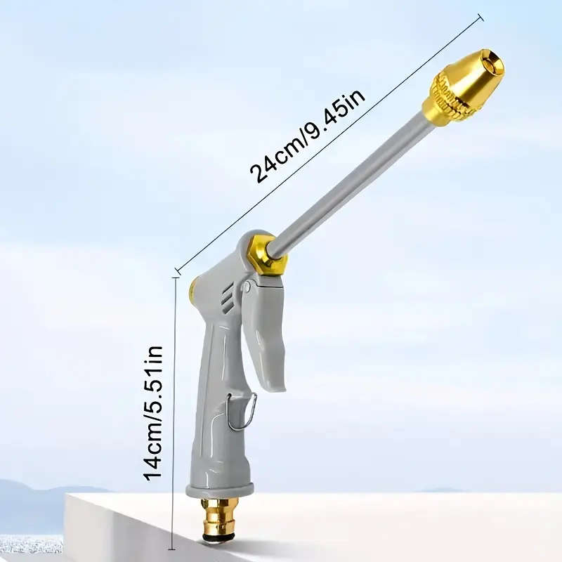 1pc High-Pressure Metal Car Wash Water Gun with Adjustable Spray Nozzle Perfect for Home Garden Vehi