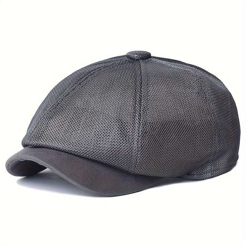 1pc Breathable Mesh Newsboy Cap Summer Casual Outdoor Beret Fashion Solid Color Octagonal Hat fo