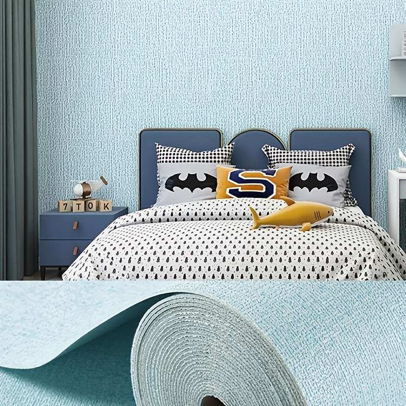 2 Rolls Wall StickersLinen Pattern   Sky Blue