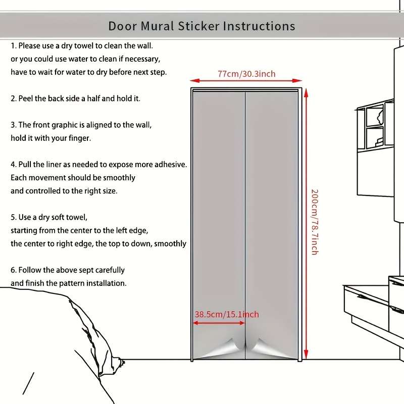 1Pc 77x200cm Door Window Sticker