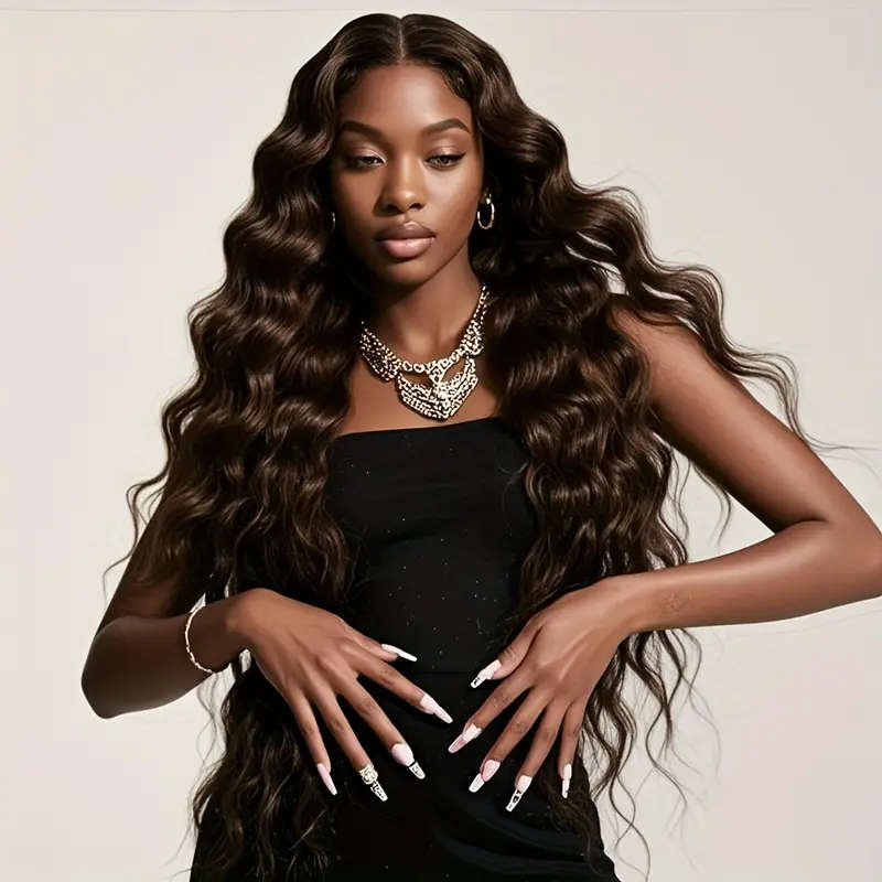 Women's Natural Long Black Brazilian Wet Curl Wig