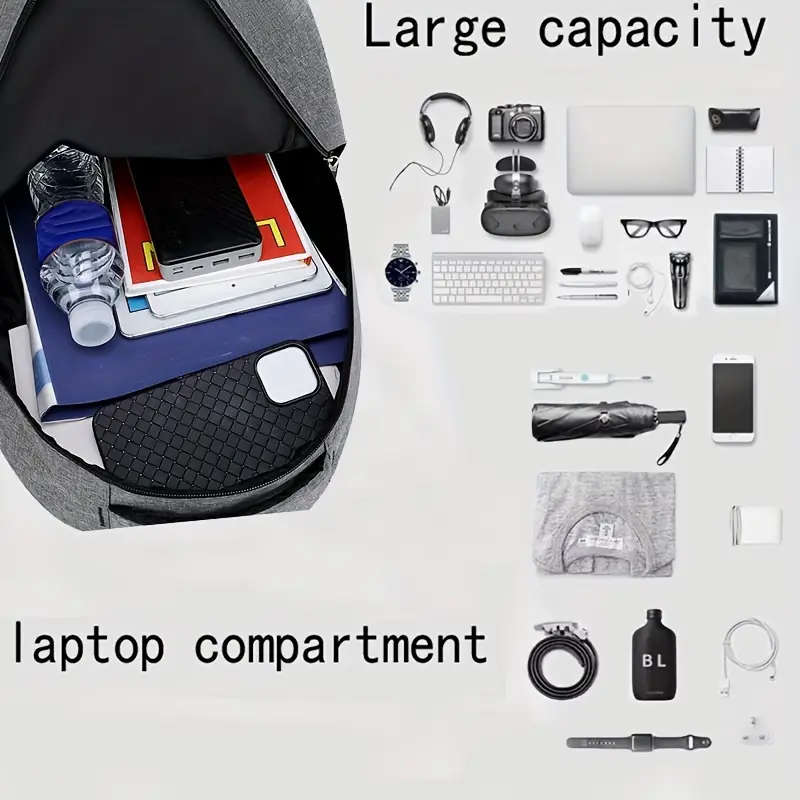 1pc Versatile Nylon Backpack for Men Lightweight Large Capacity for Travel Cycling